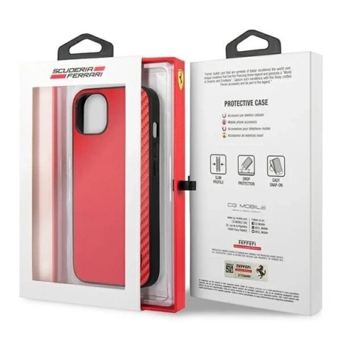 Etui na telefon Ferrari iPhone 13 6,1" czerwony/red hardcase On Track Carbon Stripe