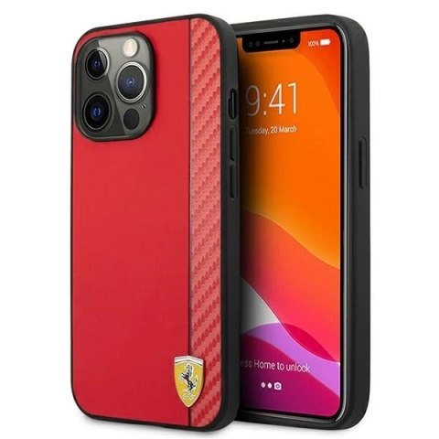 Etui na telefon Ferrari iPhone 13 Pro/13 6,1" czerwony/red hardcase On Track Carbon Stripe