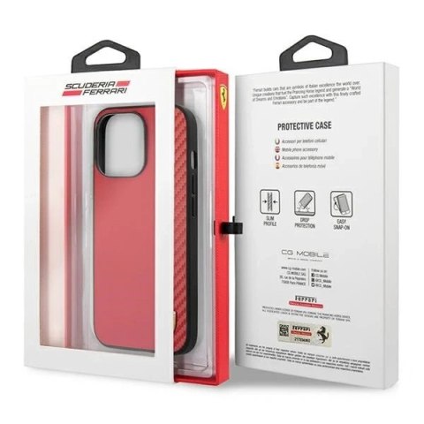 Etui na telefon Ferrari iPhone 13 Pro/13 6,1" czerwony/red hardcase On Track Carbon Stripe