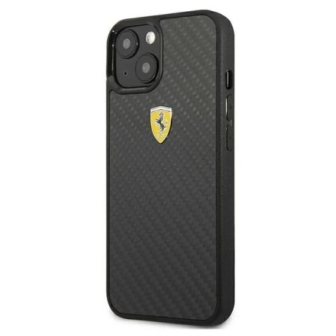 Etui na telefon Ferrari iPhone 13 mini 5,4" czarny/black hardcase On Track Real Carbon
