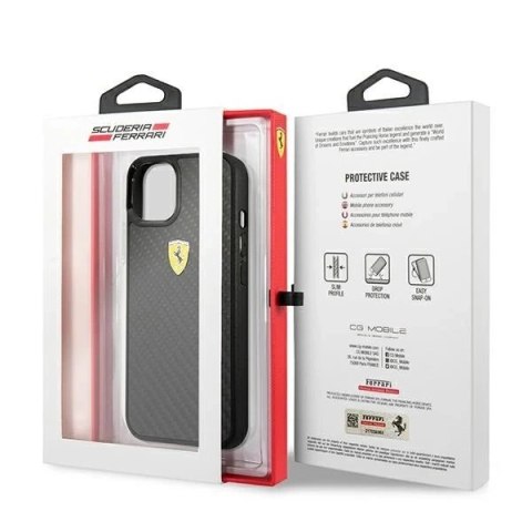 Etui na telefon Ferrari iPhone 13 mini 5,4" czarny/black hardcase On Track Real Carbon