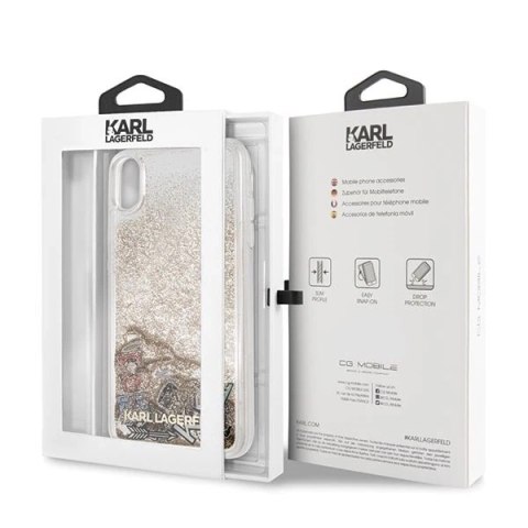 Etui Karl Lagerfeld KLHCI65KSICGO do iPhone Xs Max hard case Iconic Liquid Glitter