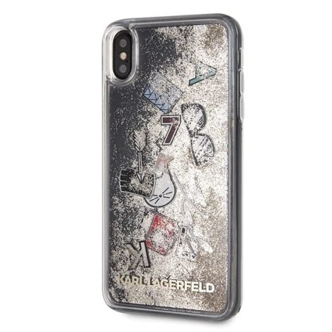 Etui Karl Lagerfeld KLHCI65KSICGO do iPhone Xs Max hard case Iconic Liquid Glitter