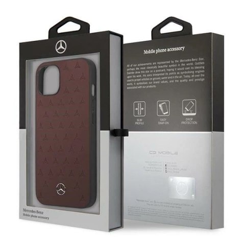 Etui Mercedes MEHCP13SPSQRE do iPhone 13 mini 5,4" czerwony/red hardcase Leather Stars Pattern