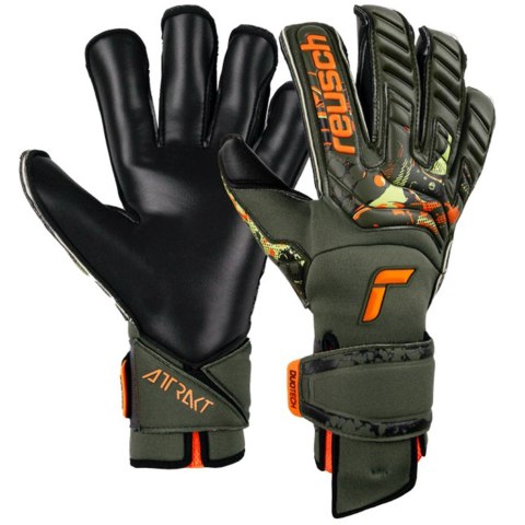 Rękawice bramkarskie Reusch Attrakt Duo Evolution AdaptiveFlex zielono-czarne 5370055 5555 Rękawice bramkarskie Reusch Attrakt Duo Evolution AdaptiveFlex zielono-czarne 5370055 5555