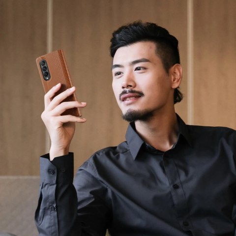 Dux Ducis Bril etui Samsung Galaxy Z Fold 3 pokrowiec z klapką portfel na kartę podstawka brązowe
