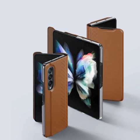 Dux Ducis Bril etui Samsung Galaxy Z Fold 3 pokrowiec z klapką portfel na kartę podstawka brązowe