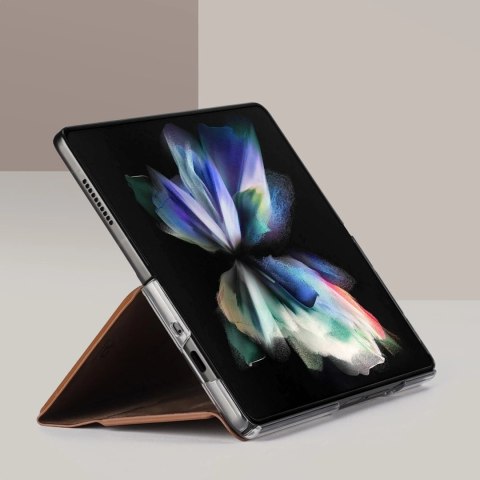 Dux Ducis Bril etui Samsung Galaxy Z Fold 3 pokrowiec z klapką portfel na kartę podstawka brązowe