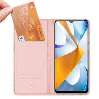 Dux Ducis Skin Pro etui Xiaomi Poco C40 pokrowiec z klapką portfel na kartę podstawka różowe