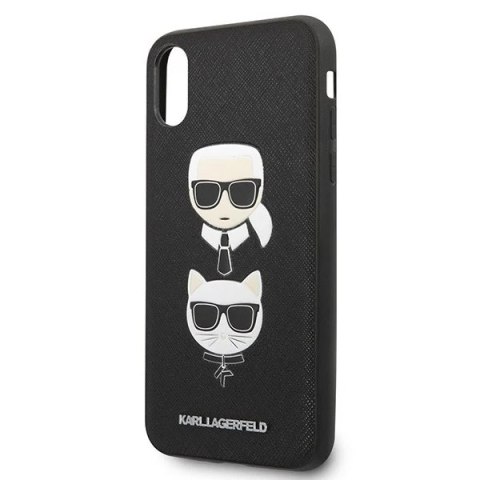 Etui Karl Lagerfeld KLHCI65SAKICKCBK do iPhone XS Max hardcase Saffiano Karl&Choupette Head