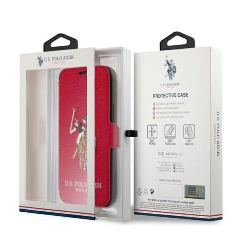Etui na telefon US Polo Embroidery Collection book iPhone 12 Pro Max 6,7" czerwony/red
