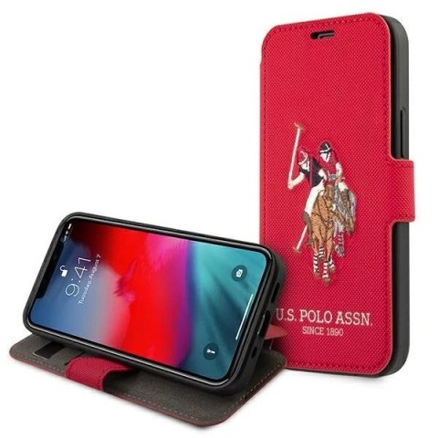 Etui na telefon US Polo Embroidery Collection book iPhone 12 mini 5,4" czerwony/red