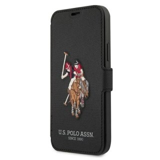 Etui na telefon US Polo Embroidery Collection book iPhone 12/12 Pro 6,1" czarny/black