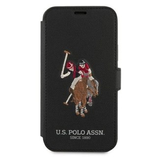Etui na telefon US Polo Embroidery Collection book iPhone 12/12 Pro 6,1" czarny/black