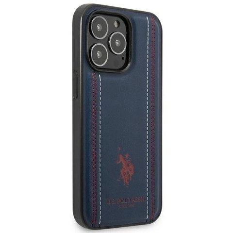Etui na telefon US Polo Leather Stitch iPhone 14 Pro 6,1" granatowy/navy blue