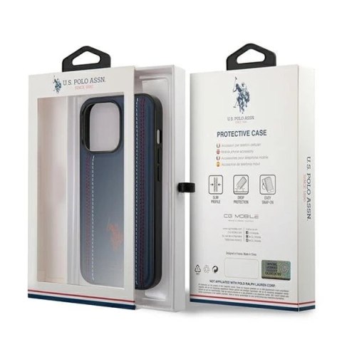 Etui na telefon US Polo Leather Stitch iPhone 14 Pro 6,1" granatowy/navy blue