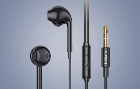 Słuchawki douszne przewodowe Vipfan M15, jack 3.5mm, 1m (czarne)