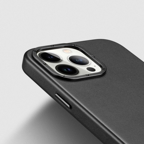 Dux Ducis Grit skórzane etui do iPhone 14 Pro elegancki pokrowiec ze sztucznej skóry (kompatybilne z MagSafe) czarny