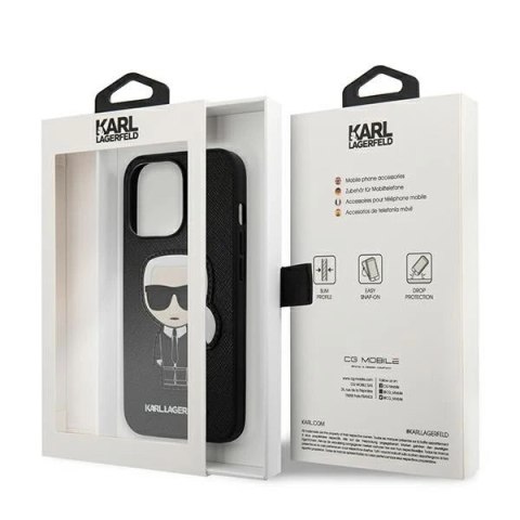 Etui Karl Lagerfeld KLHCP13XOKPK do iPhone 13 Pro Max 6,7" hardcase Saffiano Ikonik Karl`s Patch