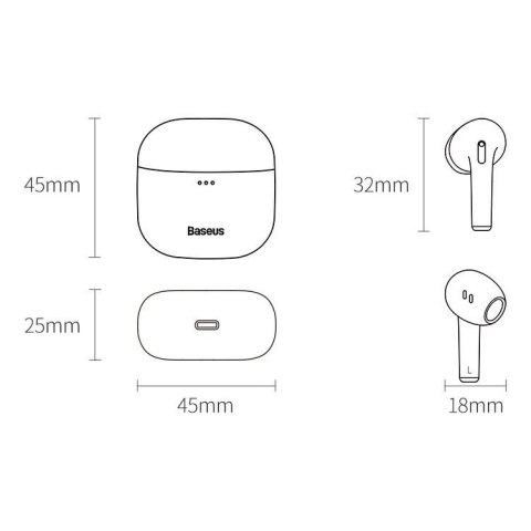 Słuchawki Baseus E8 bezprzewodowe Bluetooth 5.0 TWS douszne wodoodporne IPX5 czarny (NGE8-01)
