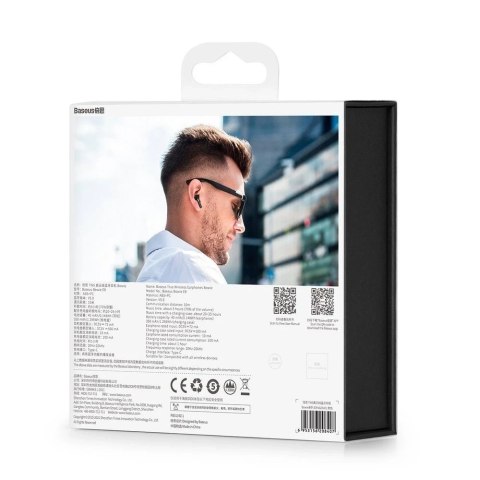 Słuchawki Baseus E8 bezprzewodowe Bluetooth 5.0 TWS douszne wodoodporne IPX5 czarny (NGE8-01)