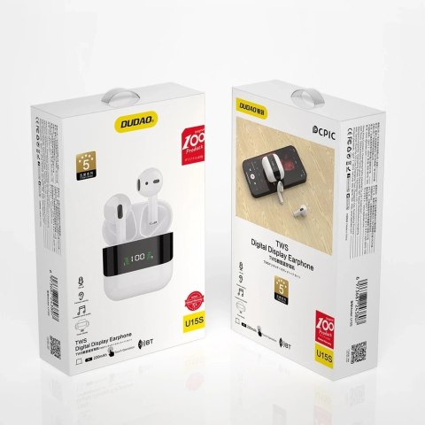 Słuchawki Dudao U15S dokanałowe TWS ze wskaźnikiem stanu naładowania biały (U15S)