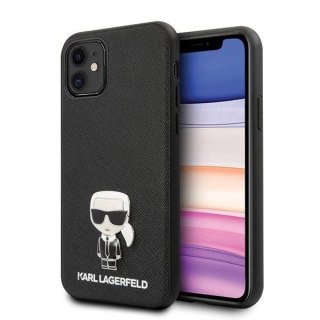 Etui na telefon Karl Lagerfeld do iPhone 12 mini 5,4" czarny/black hardcase Saffiano Ikonik Metal