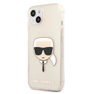 Etui na telefon Karl Lagerfeld do iPhone 13 6,1" złoty/gold hardcase Glitter Karl`s Head