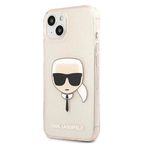 Etui na telefon Karl Lagerfeld do iPhone 13 6,1" złoty/gold hardcase Glitter Karl`s Head