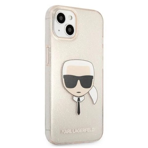 Etui na telefon Karl Lagerfeld do iPhone 13 6,1" złoty/gold hardcase Glitter Karl`s Head