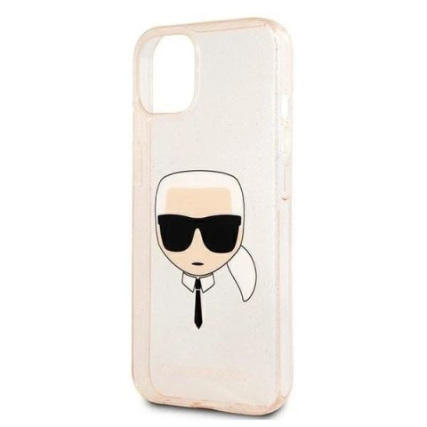 Etui na telefon Karl Lagerfeld do iPhone 13 6,1" złoty/gold hardcase Glitter Karl`s Head