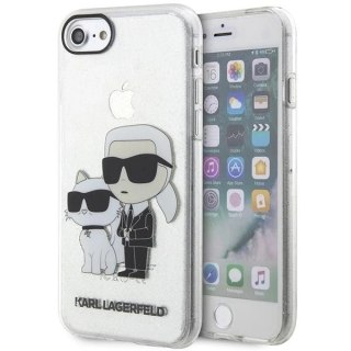 Etui na telefon Karl Lagerfeld do iPhone 7/8/SE 2020/2022 transparent hardcase Gliter Karl&Choupette
