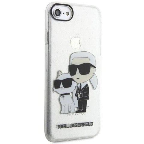 Etui na telefon Karl Lagerfeld do iPhone 7/8/SE 2020/2022 transparent hardcase Gliter Karl&Choupette