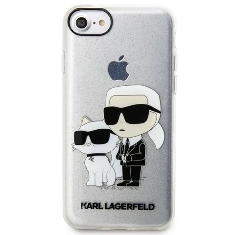 Etui na telefon Karl Lagerfeld do iPhone 7/8/SE 2020/2022 transparent hardcase Gliter Karl&Choupette
