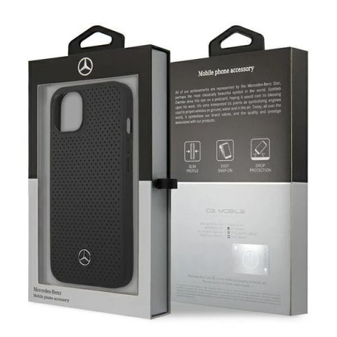 Etui ochronne Mercedes MEHCP13MDELBK do Apple iPhone 13 6,1" czarny/black hardcase Leather Perforated