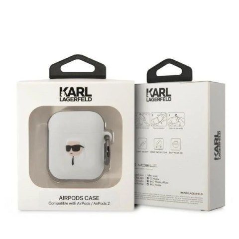 Etui ochronne na słuchawki Karl Lagerfeld do AirPods 1/2 cover biały/white Silicone Karl Head 3D
