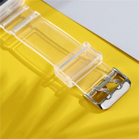 Pasek sportowy silikonowy Opaska Bransoleta z etui do zegarka do Apple Watch 1 2 3 38mm Przezroczysty