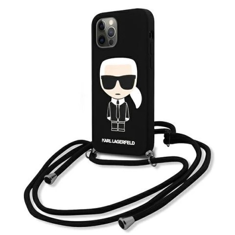 Etui Karl Lagerfeld KLHCP12LWOSLFKBK do iPhone 12 Pro Max 6,7" hardcase Silicone Cord Iconik