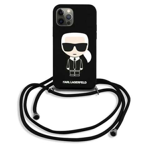 Etui Karl Lagerfeld KLHCP12LWOSLFKBK do iPhone 12 Pro Max 6,7" hardcase Silicone Cord Iconik