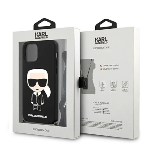 Etui Karl Lagerfeld KLHCP12LWOSLFKBK do iPhone 12 Pro Max 6,7" hardcase Silicone Cord Iconik