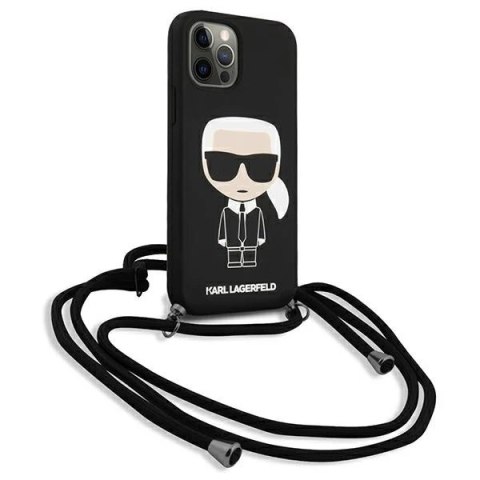 Etui Karl Lagerfeld KLHCP12LWOSLFKBK do iPhone 12 Pro Max 6,7" hardcase Silicone Cord Iconik