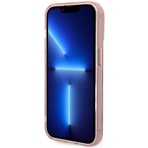 Etui na telefon Guess do iPhone 14 Pro Max 6,7" różowy/pink hard case Gold Outline Translucent MagSafe