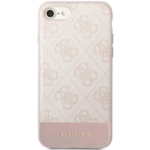 Etui na telefon Guess do iPhone 7/8/SE 2020 / SE 2022 różowy/pink hard case 4G Stripe Collection