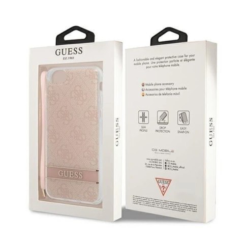Etui na telefon Guess do iPhone SE 2022 / SE 2020 / 7/ 8 różowy/pink hardcase 4G Print Strap