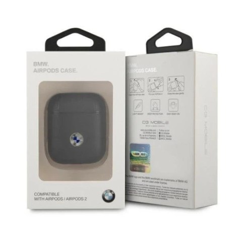 Etui ochronne na słuchawki BMW do AirPods cover czarny/black Geniune Leather Silver Logo