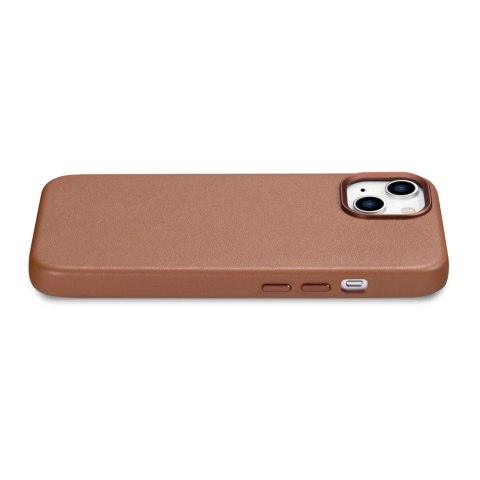 ICarer Case Leather pokrowiec etui z naturalnej skóry do iPhone 14 Plus brązowy (kompatybilne z MagSafe)