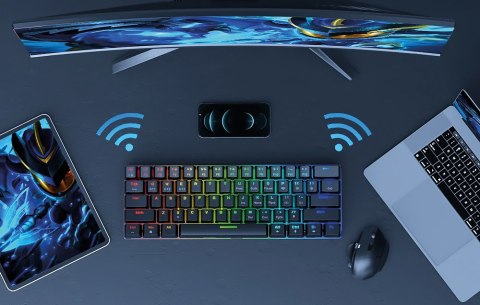 Bezprzewodowa klawiatura gamingowa, mechaniczna BlitzWolf BW-KB0, Red switch, RGB (czarna)