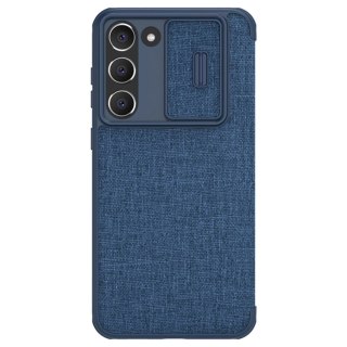 Etui Nillkin Qin Cloth Pro Case etui do Samsung Galaxy S23+ pokrowiec z klapką osłona na aparat niebieskie