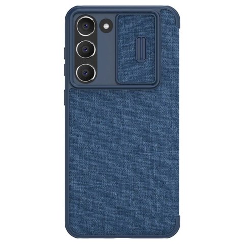 Etui Nillkin Qin Cloth Pro Case etui do Samsung Galaxy S23+ pokrowiec z klapką osłona na aparat niebieskie