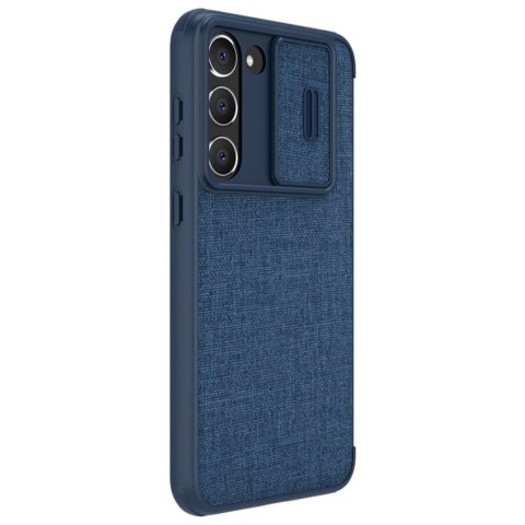 Etui Nillkin Qin Cloth Pro Case etui do Samsung Galaxy S23+ pokrowiec z klapką osłona na aparat niebieskie
